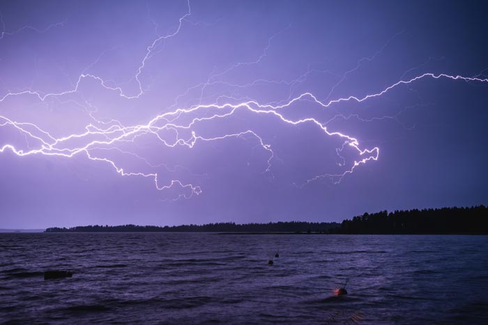 lightning over water
